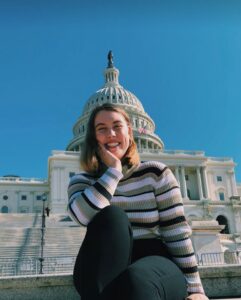 Emma Brustkern on the steps of the US capitol